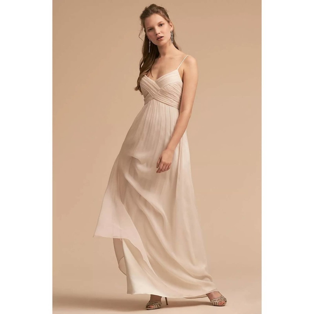 BHLDN Brigitte Maxi Dress Blush Pink Anthropologie Chiffon Small
